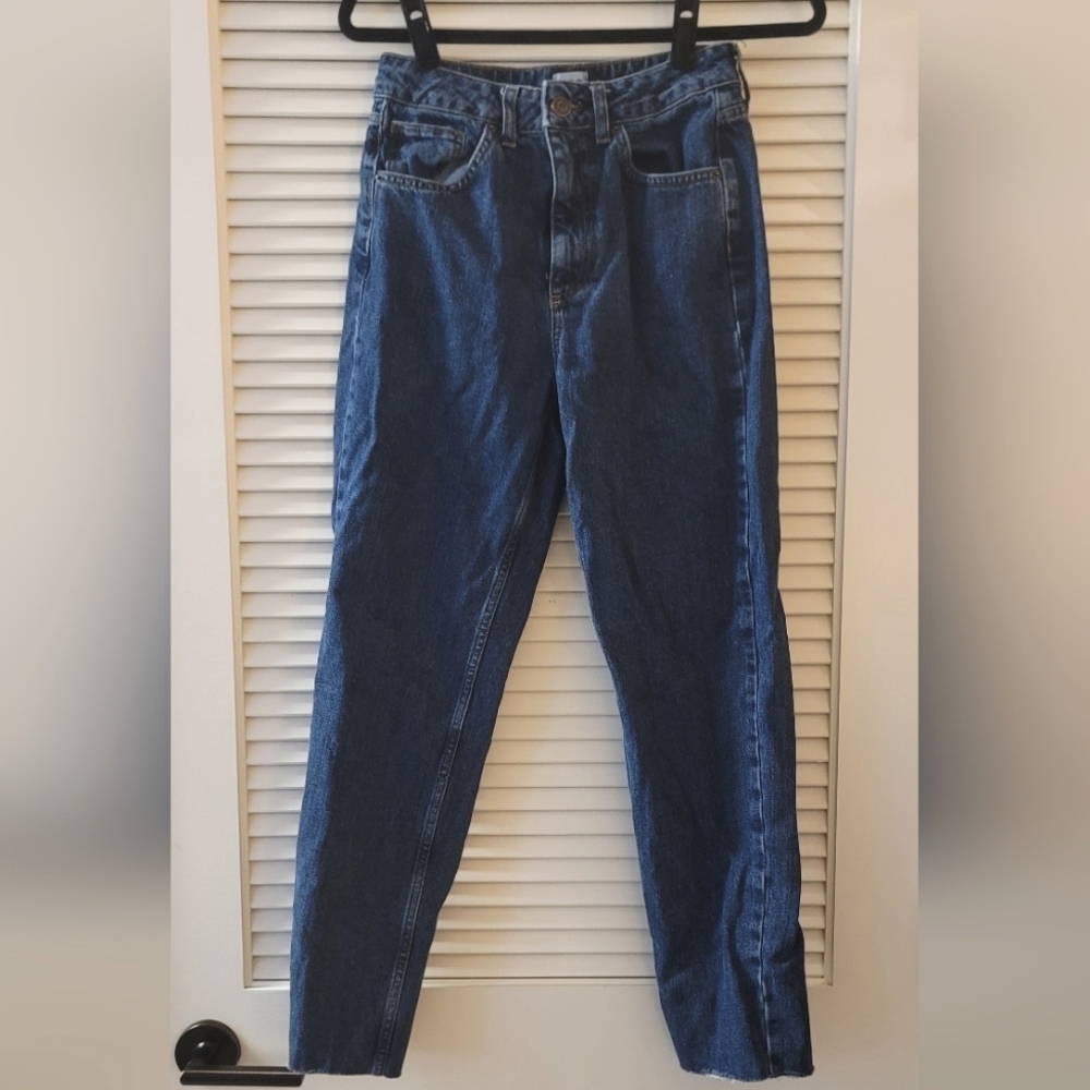 BDG Urban Outfitters - 100% Cotton Dark Blue Denim High-Rise Mom Jeans W Pockets